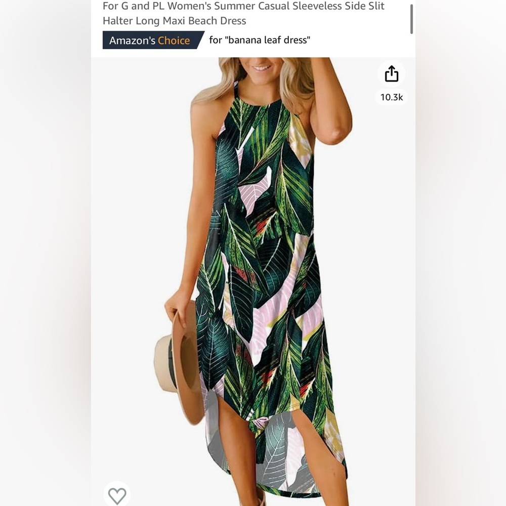 Women’s banana leaf side slit long maxi dress